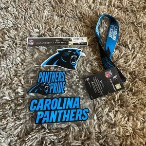 NWT NFL Carolina‎ Panthers decal and keychain strap